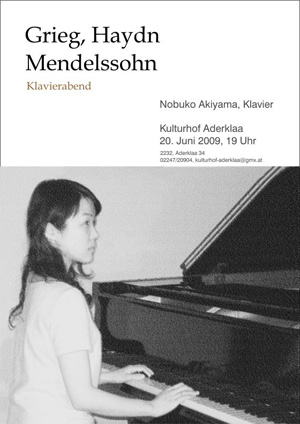 Nobuko Akiyama, Plakat für Konzert Haydn, Grieg, Mendelssohn, Juni 2009